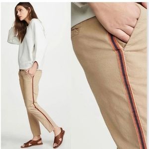 Nili Lotan East Hampton pant desert sand with orange navy stripe size 12